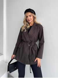 Жіночий пiджак з плечиками коричневого кольору 35224