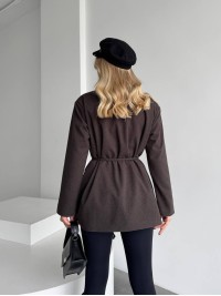 Жіночий пiджак з плечиками коричневого кольору 35224