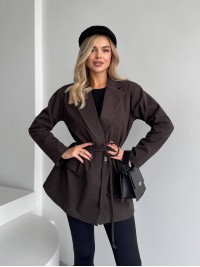 Жіночий пiджак з плечиками коричневого кольору 35224
