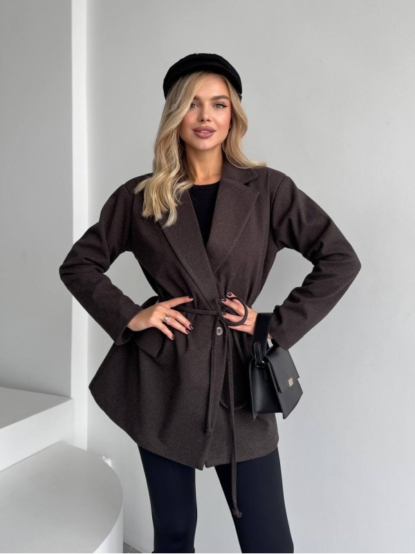 Жіночий пiджак з плечиками коричневого кольору 35224