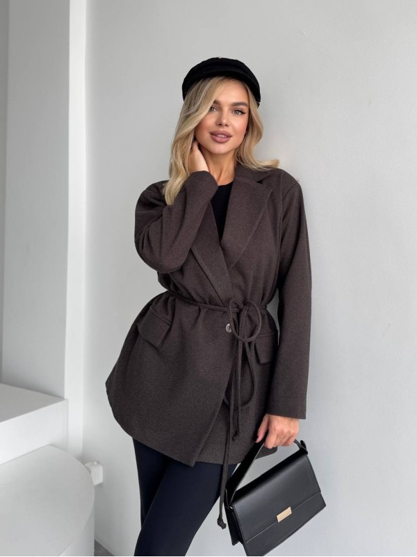 Жіночий пiджак з плечиками коричневого кольору 35224