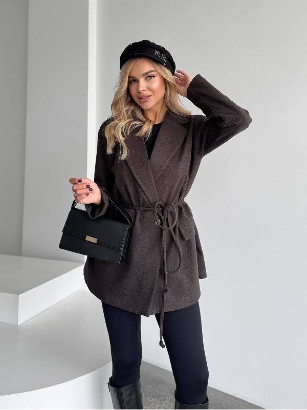 Жіночий пiджак з плечиками коричневого кольору 35224