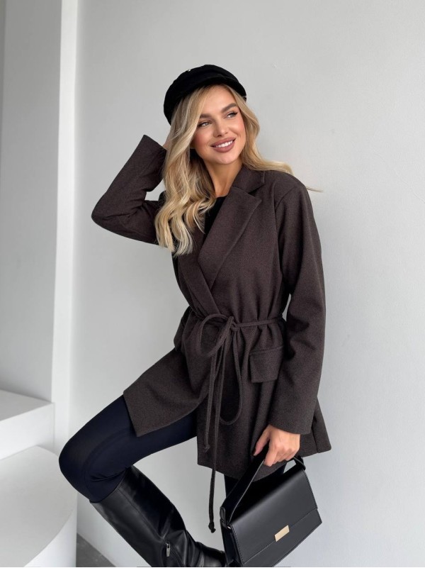 Жіночий пiджак з плечиками коричневого кольору 35224