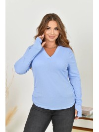 Жіночий лонгслів з комiрцем блакитного кольору 35231