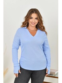 Жіночий лонгслів з комiрцем блакитного кольору 35231