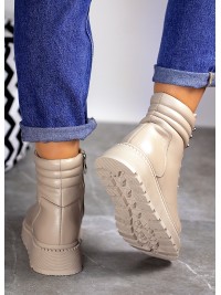 Жіночі шкіряні черевики (байка) на шнурівці кавового кольору 35252