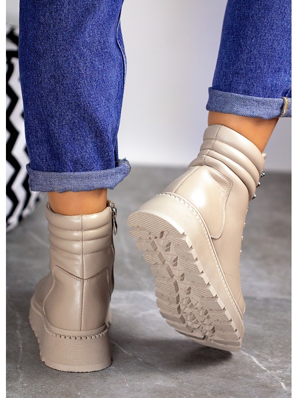 Жіночі шкіряні черевики (байка) на шнурівці кавового кольору 35252