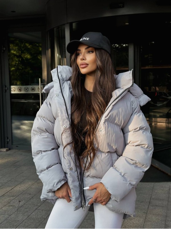 Жіночий зимовий пуховик сiрого кольору 35262