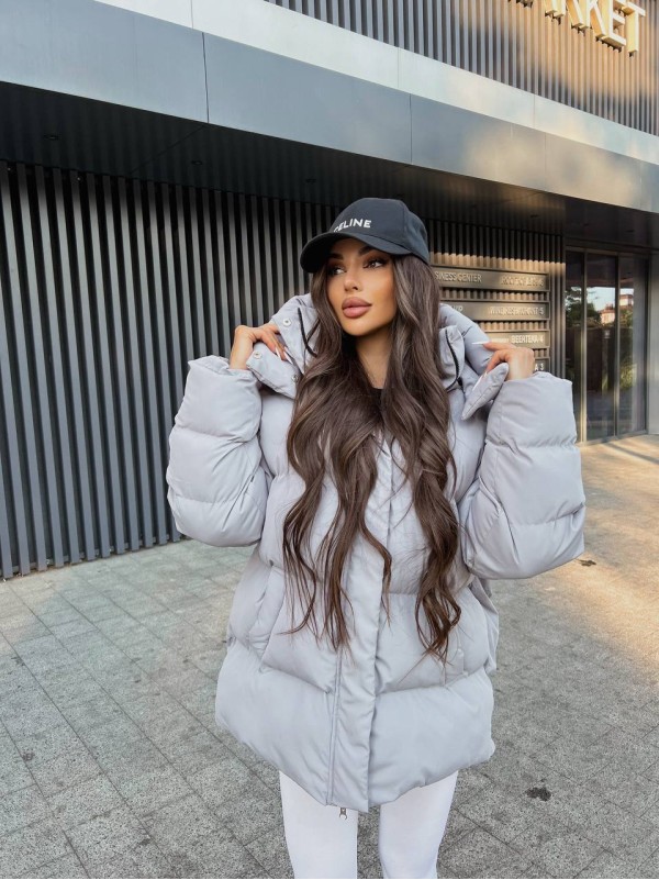 Жіночий зимовий пуховик сiрого кольору 35262