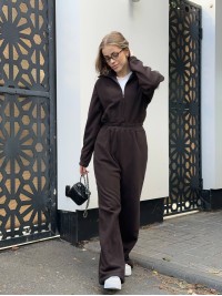 Жiночий флiсовий комбінезон коричневого кольору 35277