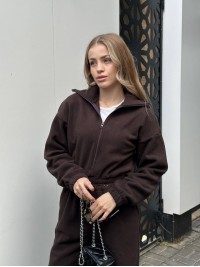 Жiночий флiсовий комбінезон коричневого кольору 35277