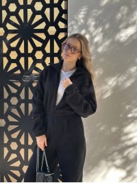 Жiночий флiсовий комбінезон чорного кольору 35279