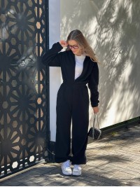 Жiночий флiсовий комбінезон чорного кольору 35279