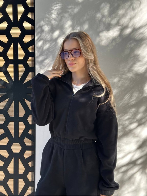 Жiночий флiсовий комбінезон чорного кольору 35279