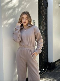 Жiночий флiсовий комбінезон бежевого кольору 35280