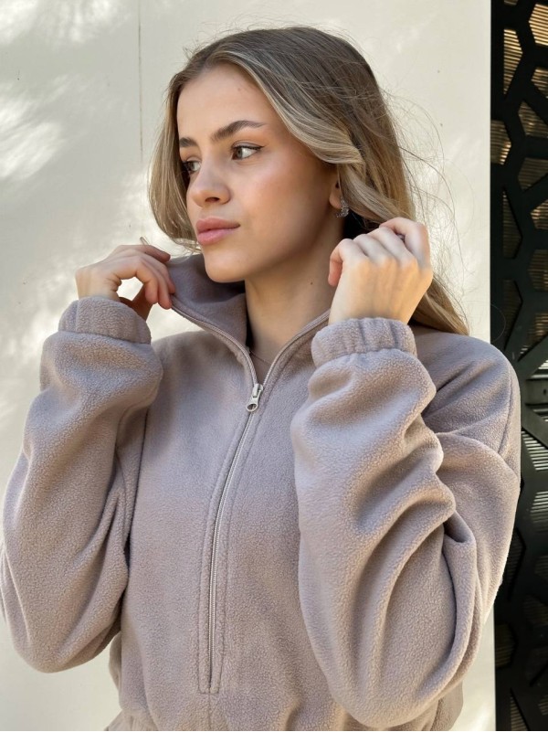 Жiночий флiсовий комбінезон бежевого кольору 35280