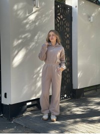 Жiночий флiсовий комбінезон бежевого кольору 35280