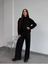 Базовий жiночий костюм з ангори чорного кольору 35283