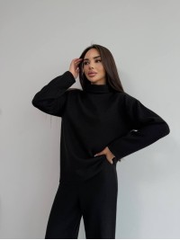 Базовий жiночий костюм з ангори чорного кольору 35283