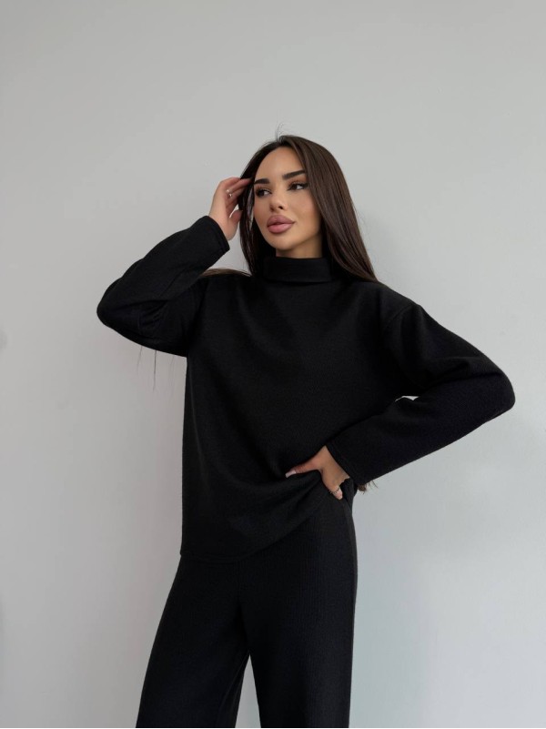 Базовий жiночий костюм з ангори чорного кольору 35283