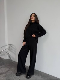 Базовий жiночий костюм з ангори чорного кольору 35283