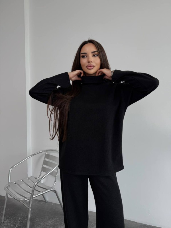 Базовий жiночий костюм з ангори чорного кольору 35283