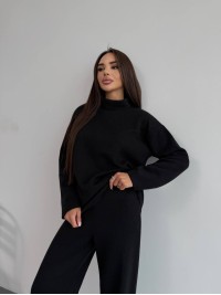 Базовий жiночий костюм з ангори чорного кольору 35283