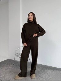 Базовий жiночий костюм з ангори коричневого кольору 35284