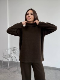 Базовий жiночий костюм з ангори коричневого кольору 35284