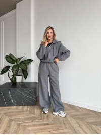 Жіночий теплий костюм вiльного крою сiрого кольору 35295