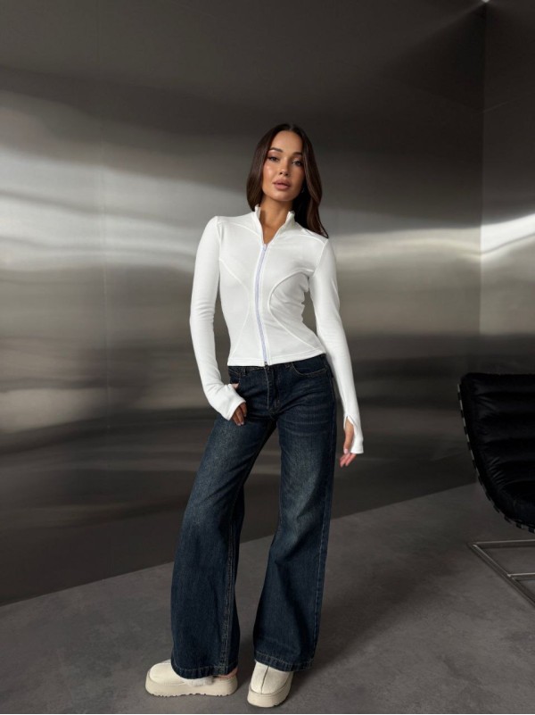 Жіночий лонгслів на змiйцi молочного кольору 35298