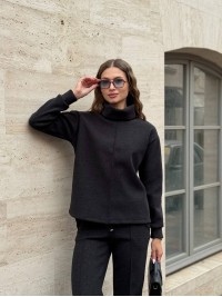 Базовий жiночий костюм з ангори чорного кольору 35316