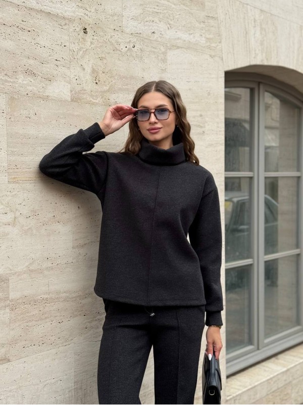 Базовий жiночий костюм з ангори чорного кольору 35316