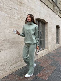 Базовий жiночий костюм з ангори м'ятного кольору 35317