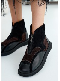 Жіночі черевики з натуральної шкіри (хутро) коричневого кольору 35386