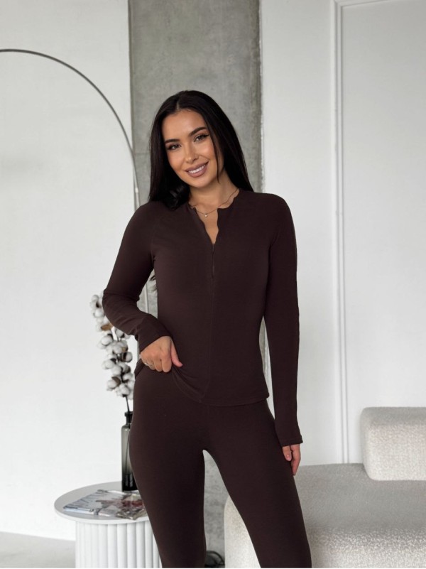 Жіночий термо-костюм коричневого кольору 35339