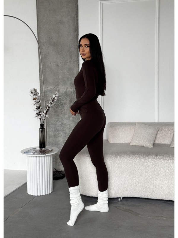 Жіночий термо-костюм коричневого кольору 35339