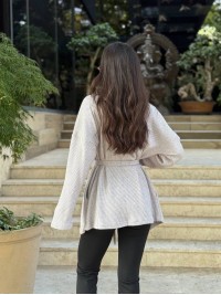 Жіночий в'язаний кардиган сiрого кольору 35345