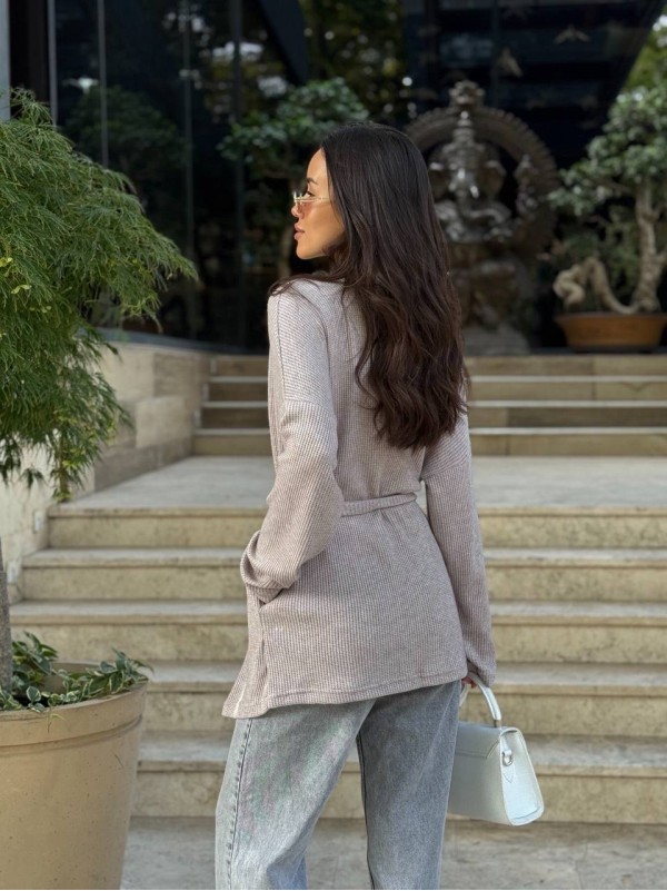 Жіночий в'язаний кардиган кавового кольору 35349