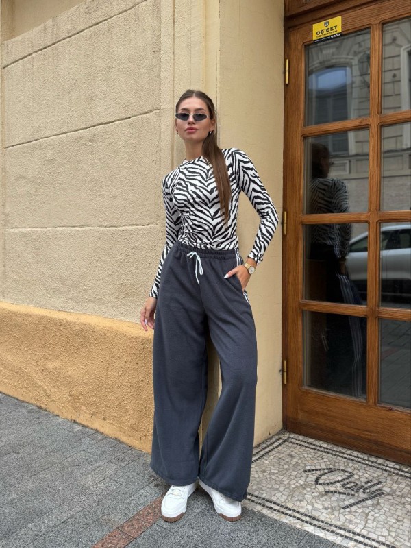 Жiночi теплi штани з лампасами графiтового кольору 35360