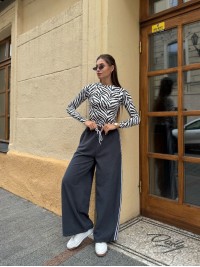 Жiночi теплi штани з лампасами графiтового кольору 35360