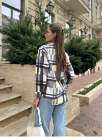 Жіноча флiсова сорочка в клітинку сiрого кольору 35363