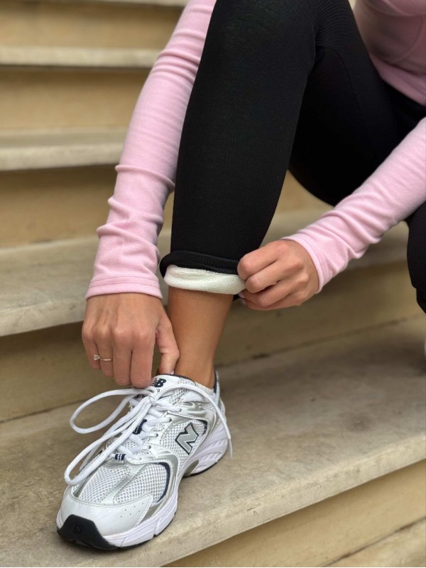 Жіночі лосини в рубчик на хутрi чорного кольору 35368