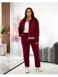 Жiночий прогулянковий костюм iз замшу бордового кольору 35380