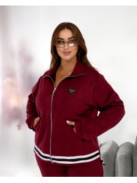 Жiночий прогулянковий костюм iз замшу бордового кольору 35380