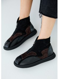 Жіночі черевики з натуральної шкіри (байка) коричневого кольору 35387