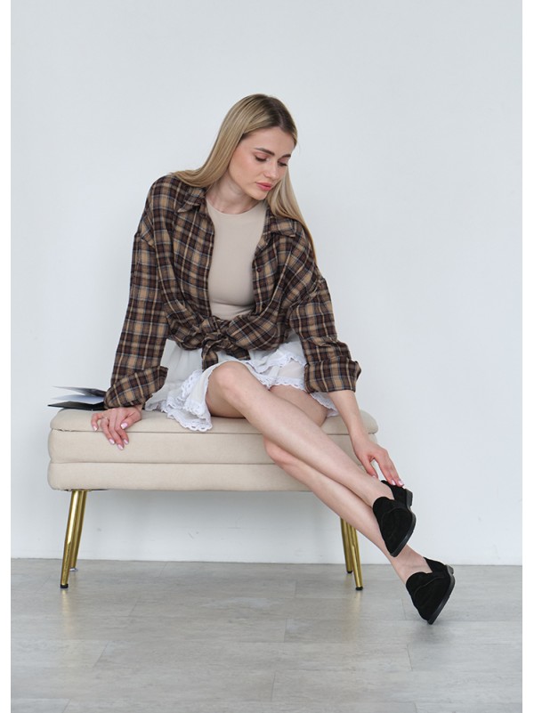 Жіночі туфлі з натуральної замші чорного кольору 35389