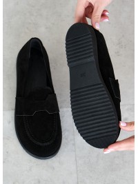 Жіночі туфлі з натуральної замші чорного кольору 35389