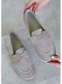 Жіночі туфлі з натуральної замші сірого кольору 35390