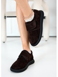 Жіночі туфлі з натуральної замші (шкіра) коричневого кольору 35391